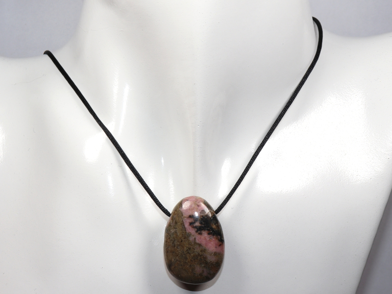 rhodonite with cord or silver 925