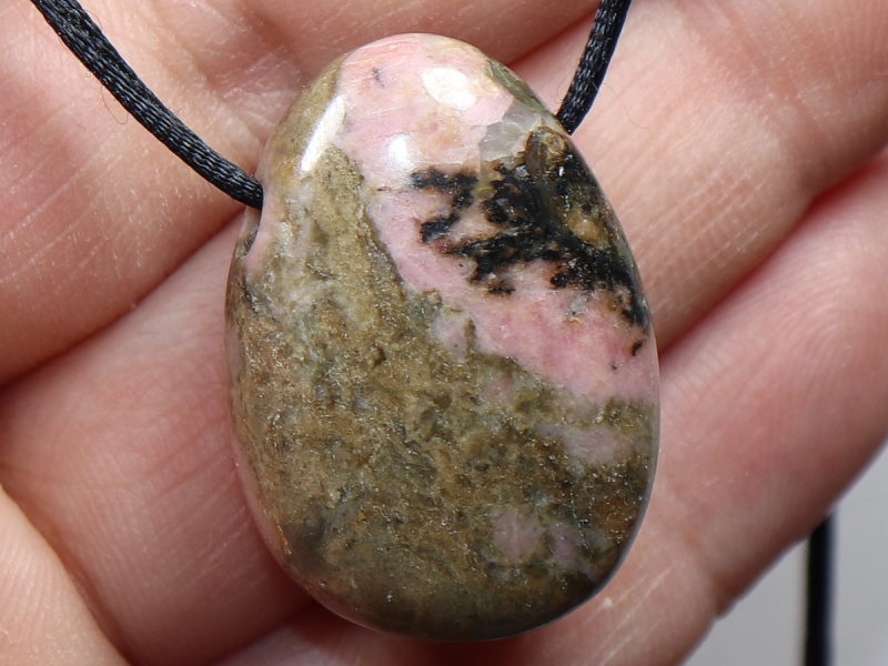 rhodonite with cord or silver 925