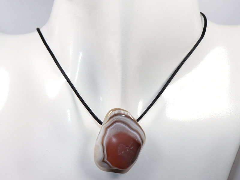 Botswana agate with cord or silver 925