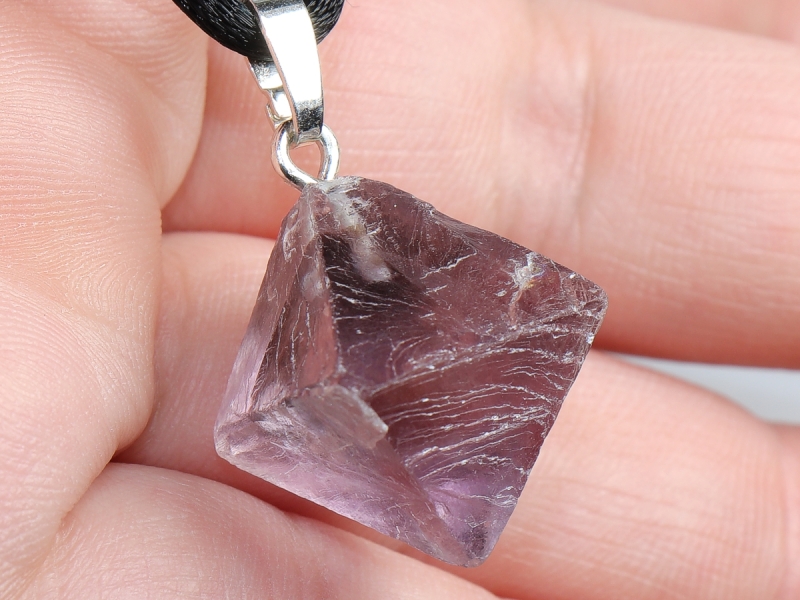 fluorite with cord or silver 925