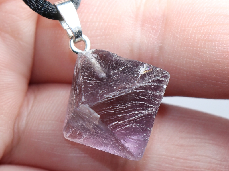 fluorite with cord or silver 925