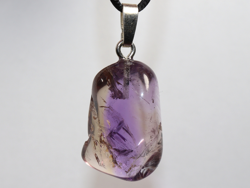ametrine with cord or silver 925