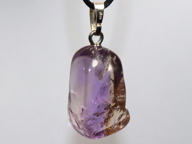 ametrine with cord or silver 925