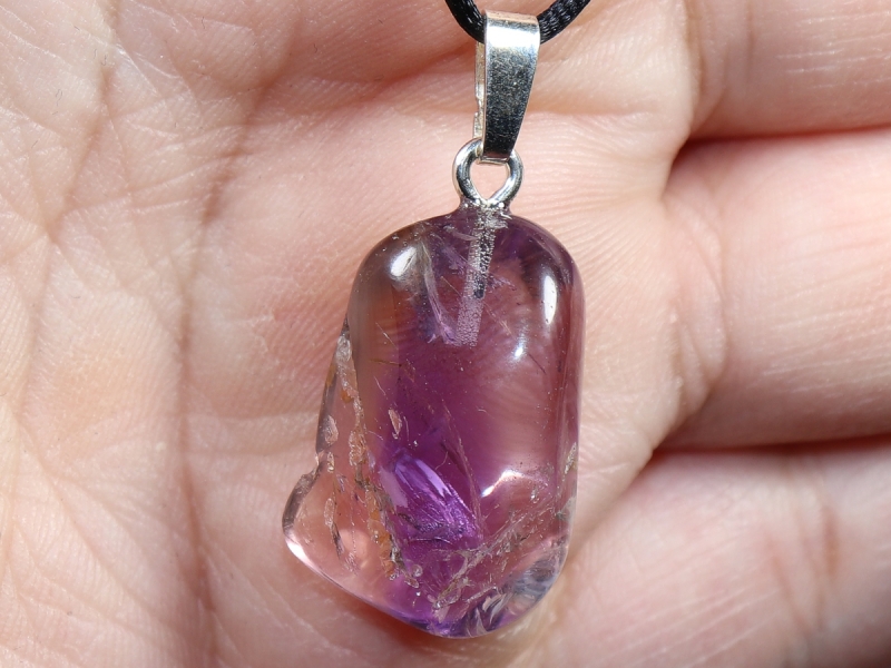 ametrine with cord or silver 925
