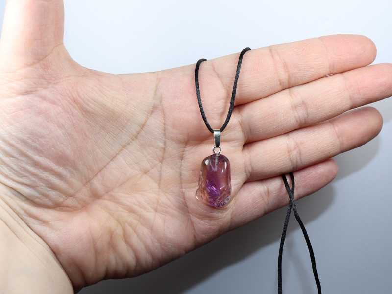 ametrine with cord or silver 925