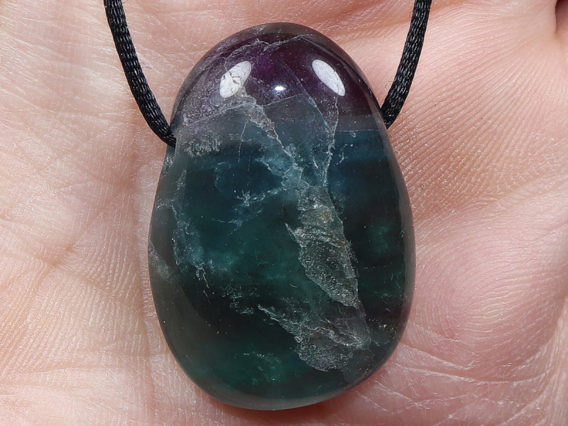 fluorite with cord or silver 925