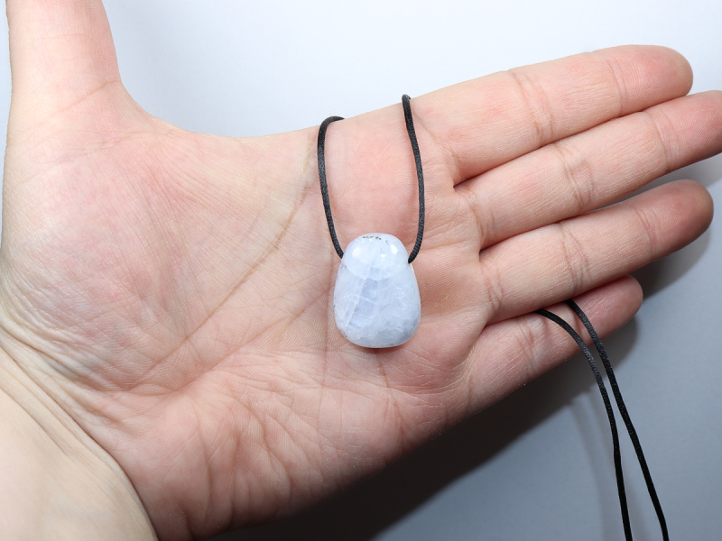 blue calcite with cord or silver 925