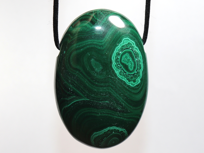 malachite with cord or silver 925