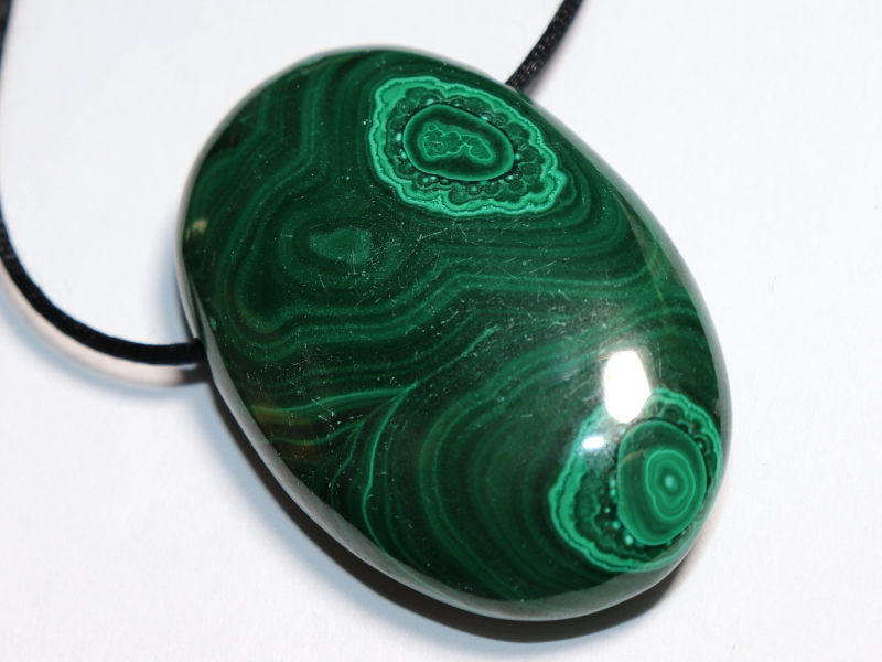 malachite with cord or silver 925