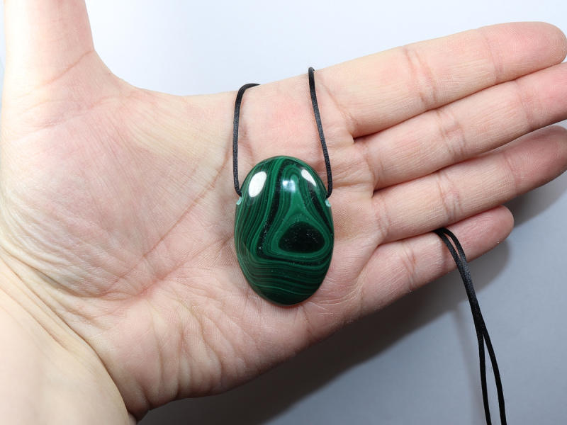 malachite with cord or silver 925