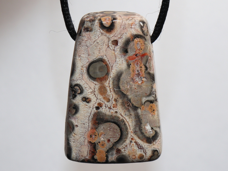leopard rhyolite with cord or silver 925