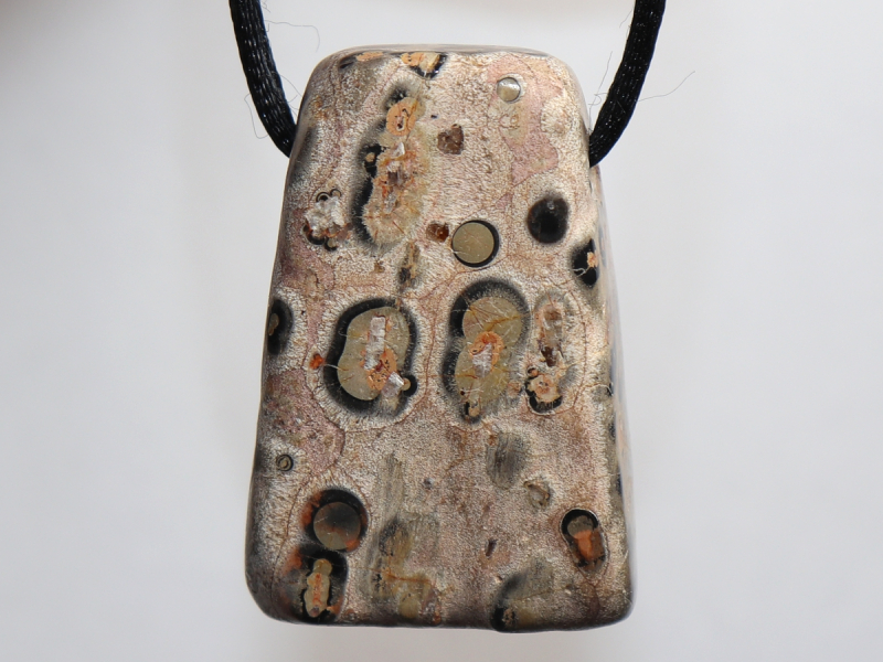 leopard rhyolite with cord or silver 925