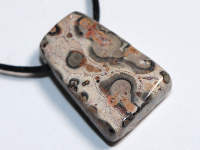 leopard rhyolite with cord or silver 925