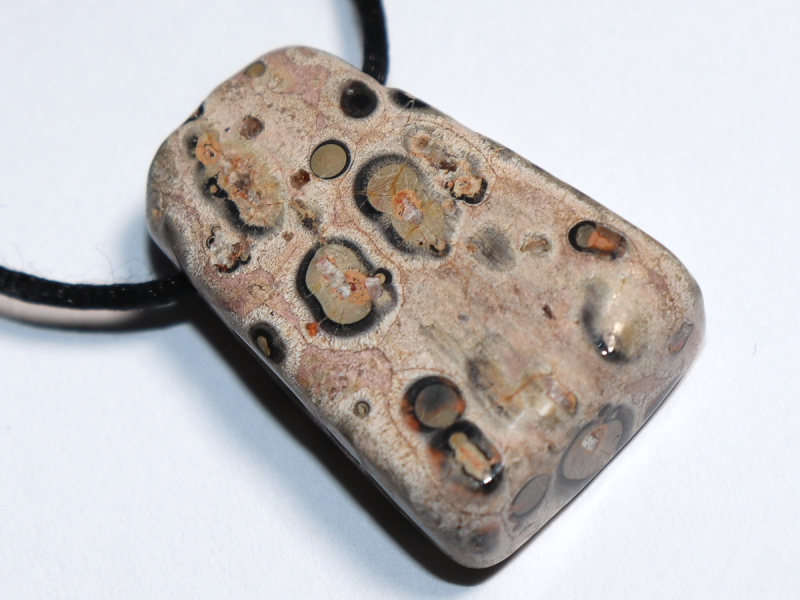 leopard rhyolite with cord or silver 925