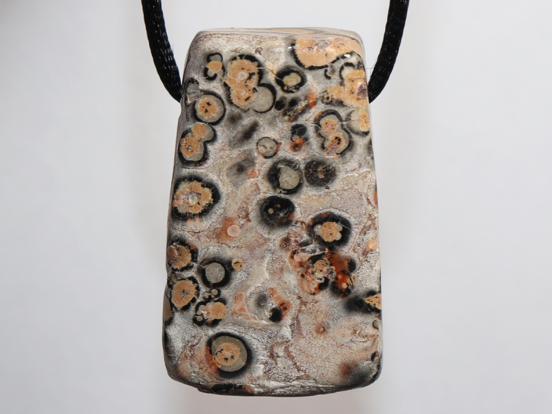 leopard rhyolite with cord or silver 925