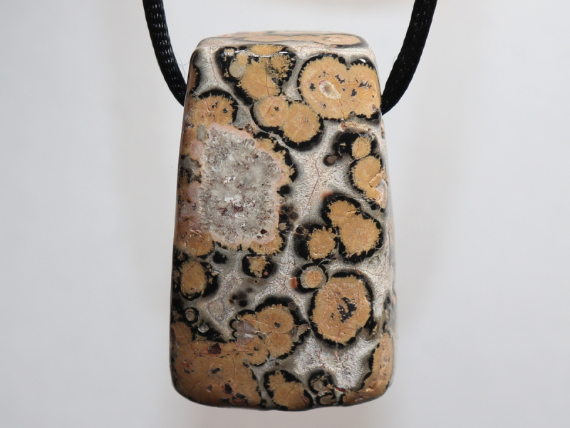 leopard rhyolite with cord or silver 925