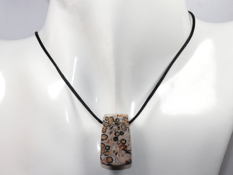 leopard rhyolite with cord or silver 925
