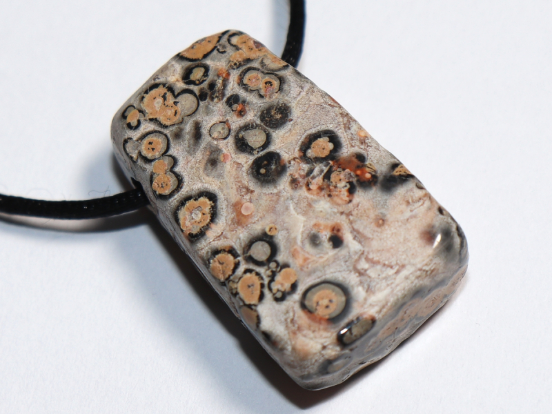 leopard rhyolite with cord or silver 925