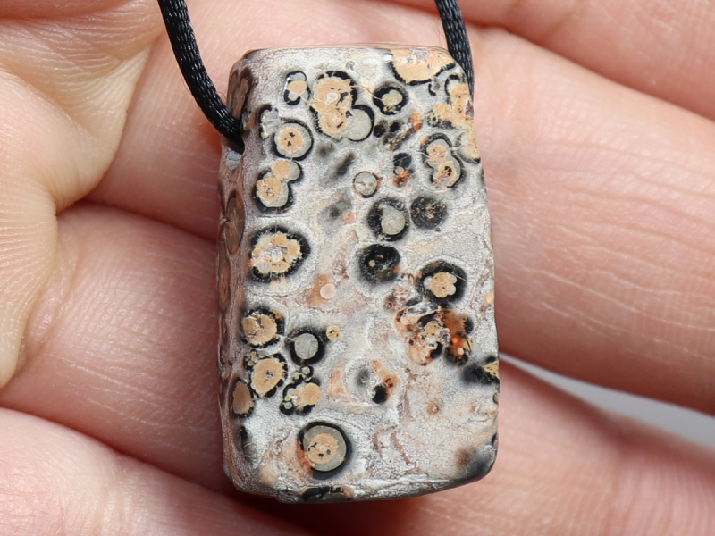 leopard rhyolite with cord or silver 925