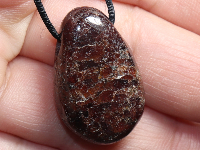 garnet with cord or silver 925