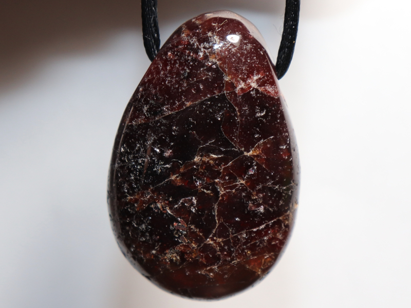 garnet with cord or silver 925