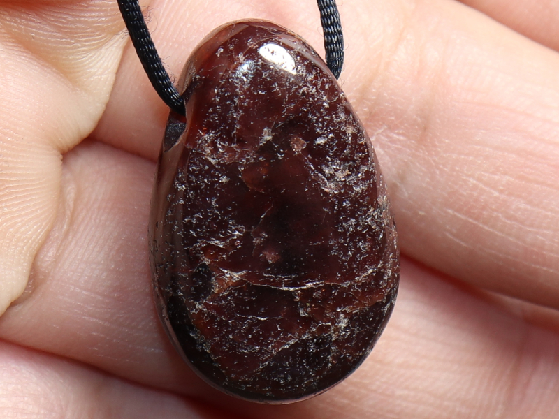 garnet with cord or silver 925