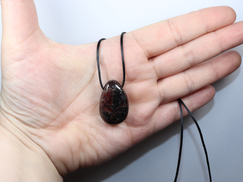 garnet with cord or silver 925