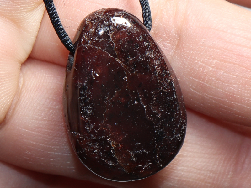 garnet with cord or silver 925