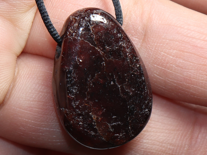 garnet with cord or silver 925