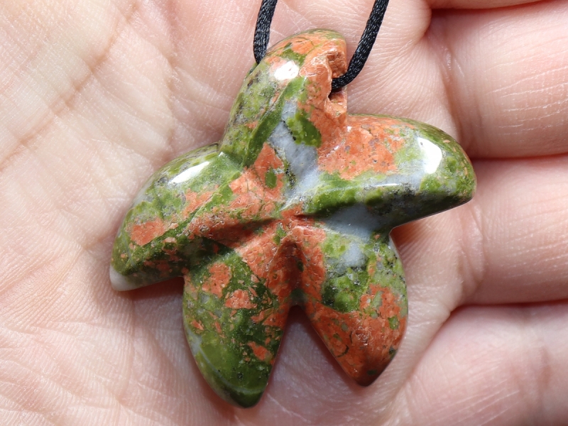 unakite with cord or silver 925