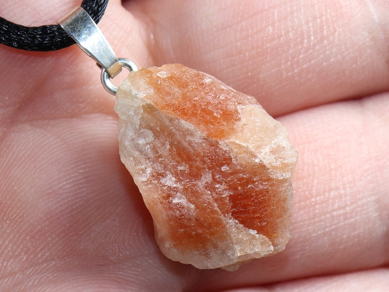 sunstone with cord or silver 925