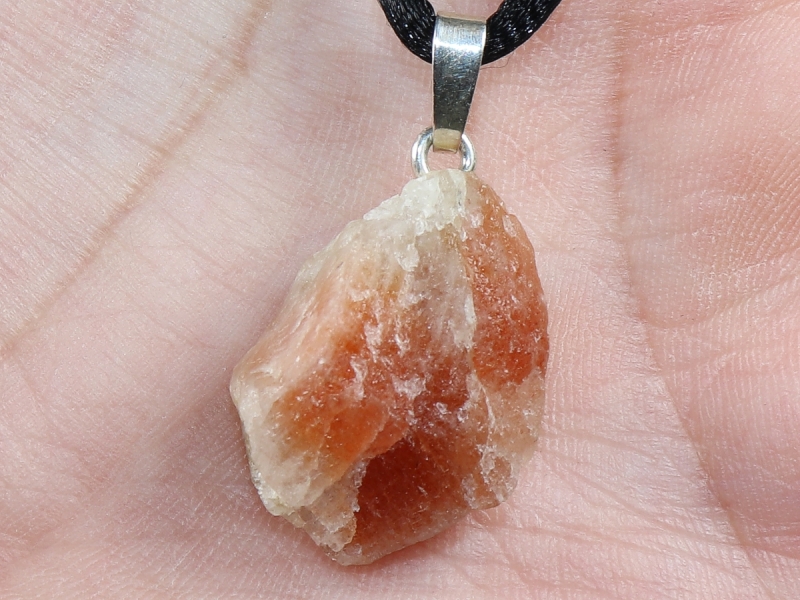 sunstone with cord or silver 925