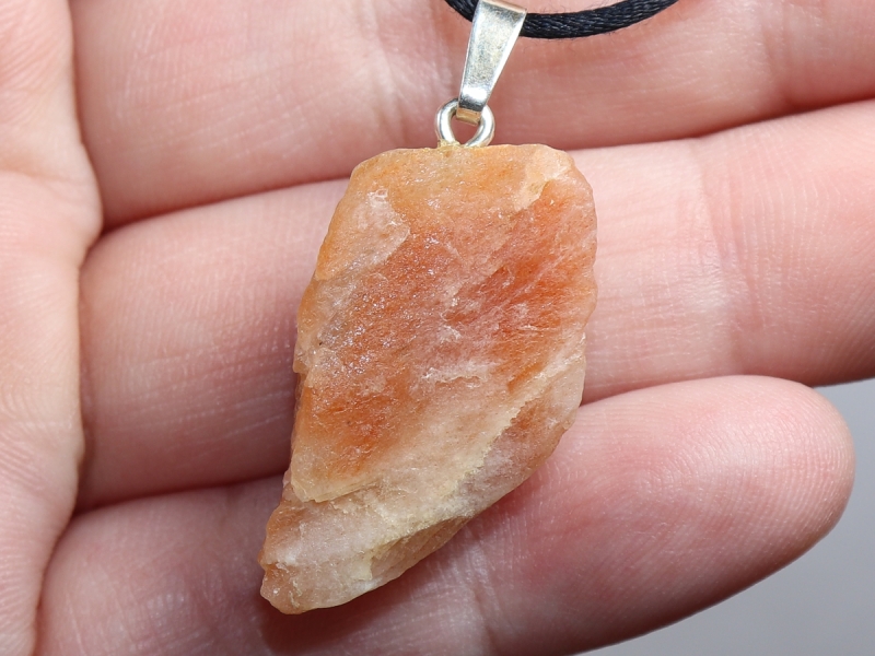 sunstone with cord or silver 925