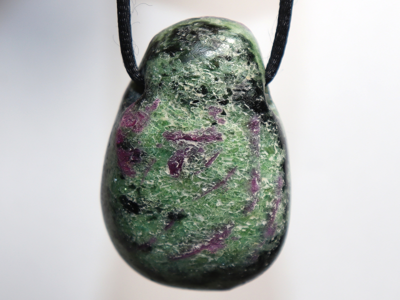 ruby in zoisite with cord or silver 925
