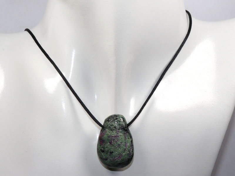 ruby in zoisite with cord or silver 925