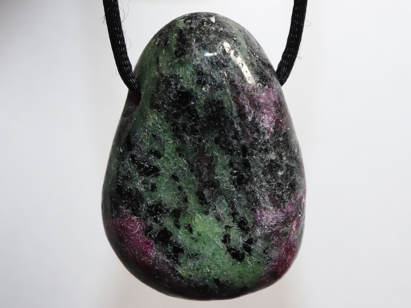 ruby in zoisite with cord or silver 925