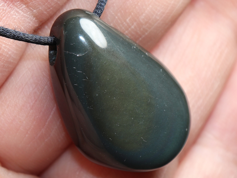rainbow obsidian with cord or silver 925
