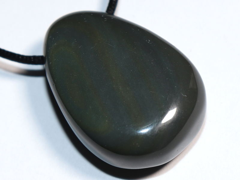 rainbow obsidian with cord or silver 925