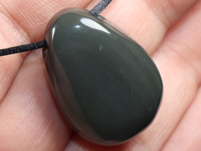 rainbow obsidian with cord or silver 925