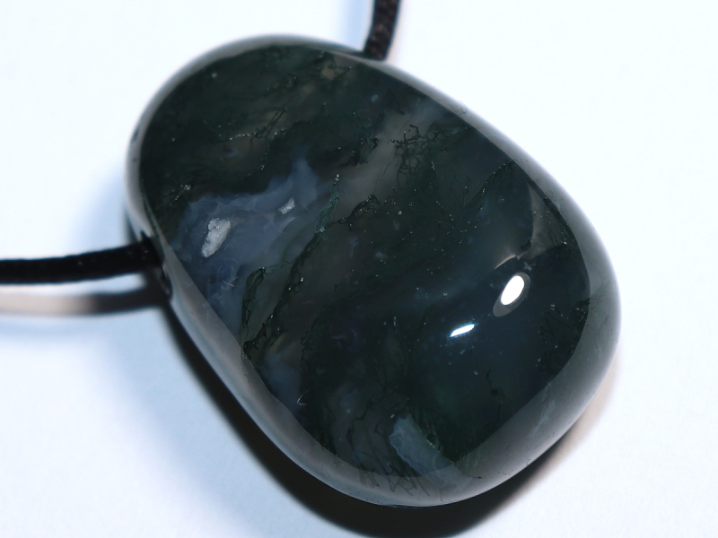 moss agate with cord or silver 925