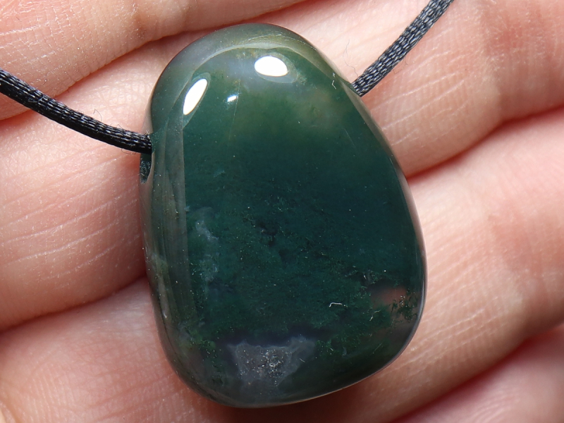 moss agate with cord or silver 925