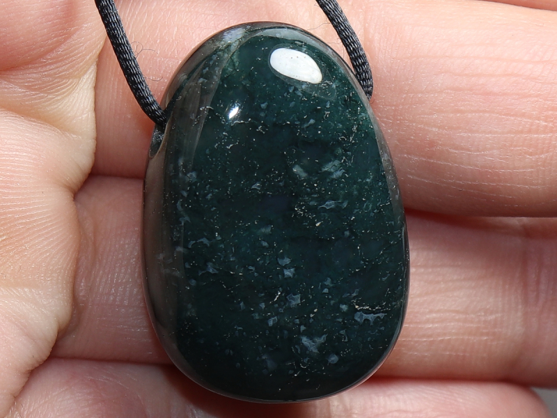 moss agate with cord or silver 925