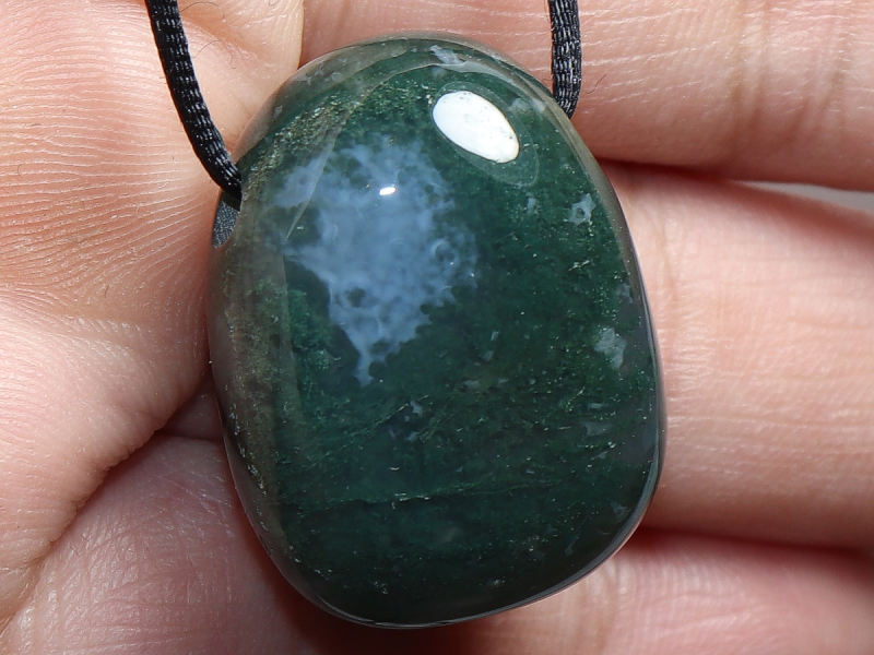 moss agate with cord or silver 925
