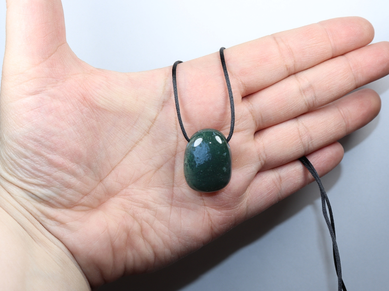 moss agate with cord or silver 925