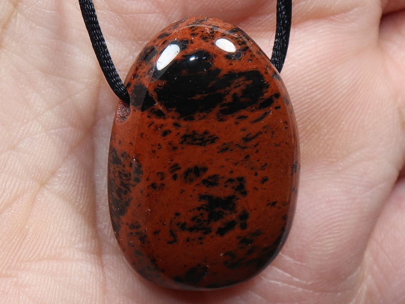 mahogany obsidian with cord or silver 925