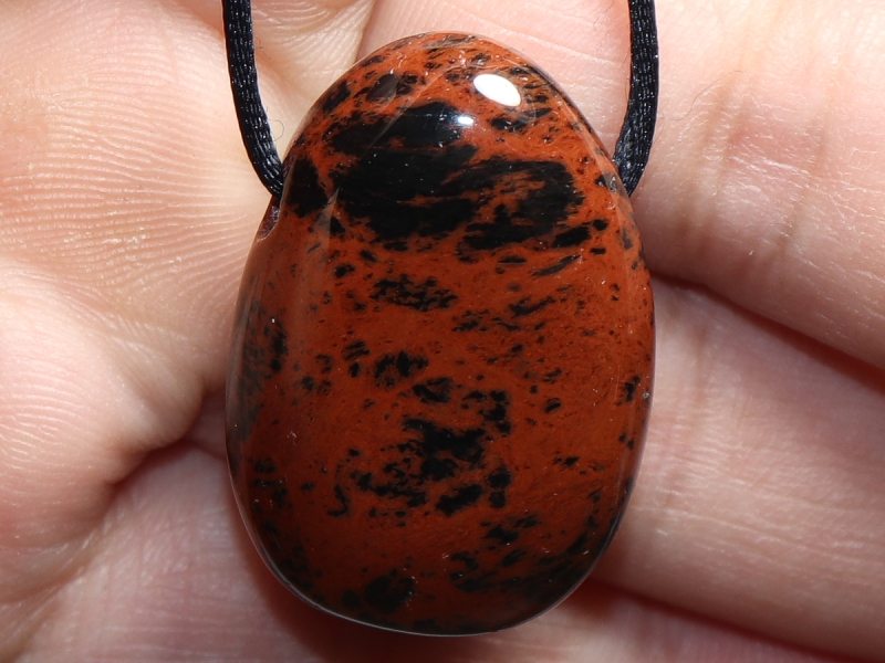 mahogany obsidian with cord or silver 925