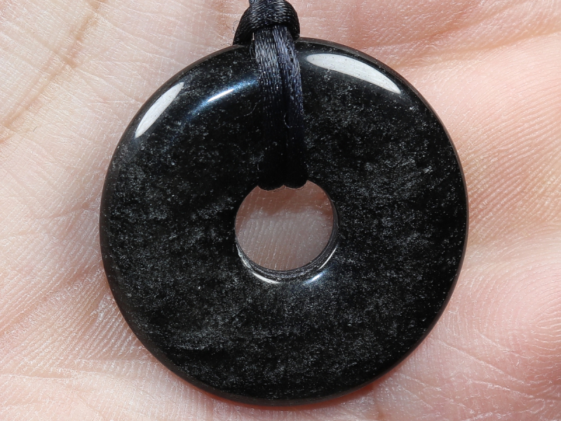 silver obsidian with cord