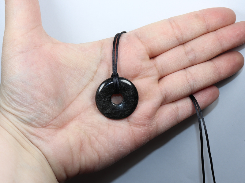 silver obsidian with cord