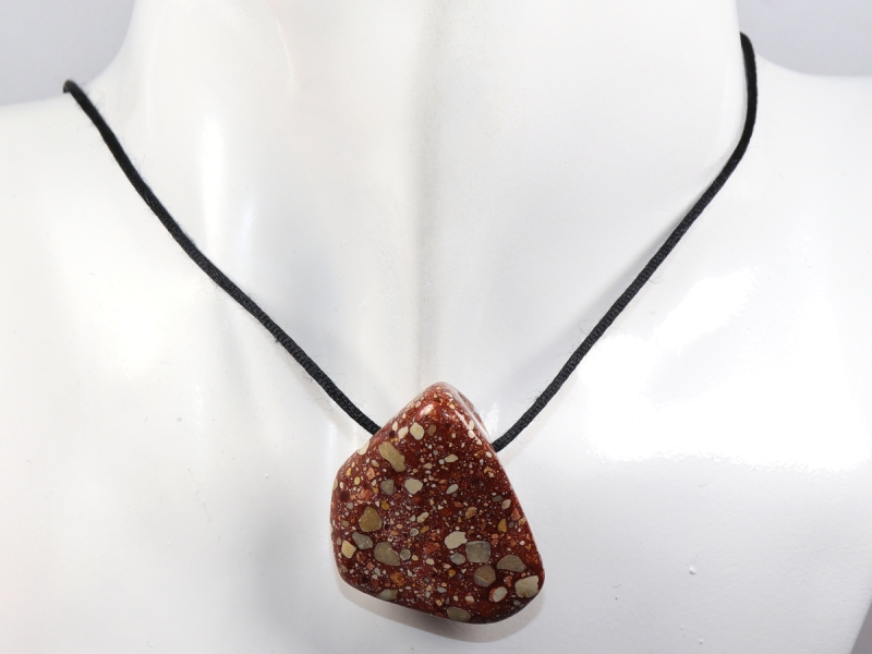 jasper conglomerate with cord or silver 925