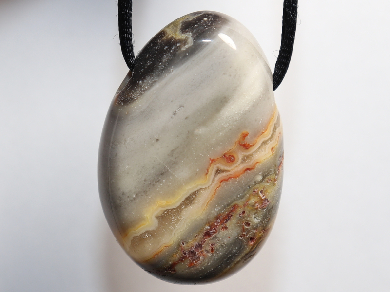crazy lace agate with cord or silver 925